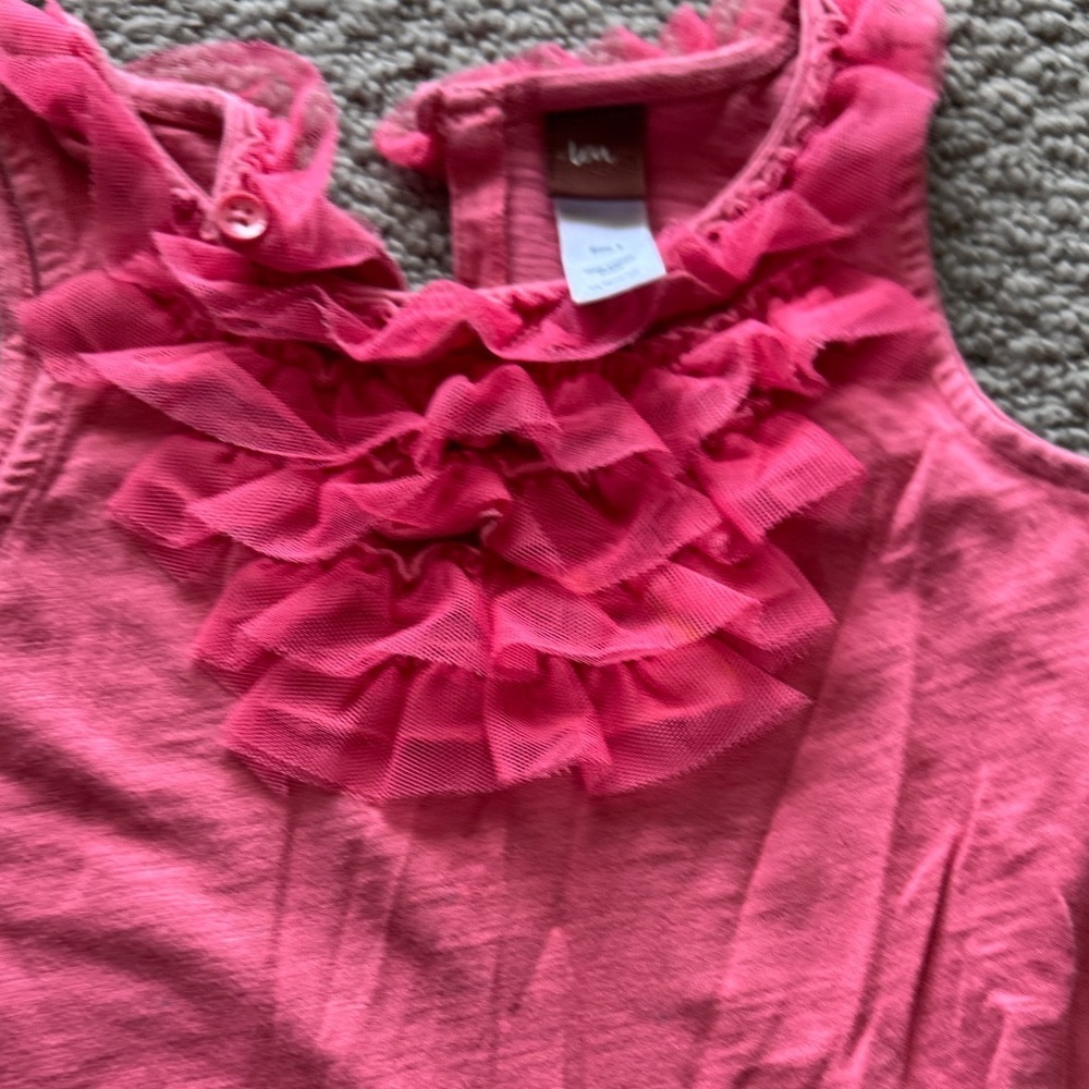 Tea Collection Coral Pink Ruffle Neck Sleeveless Dress - Picture 3 of 3
